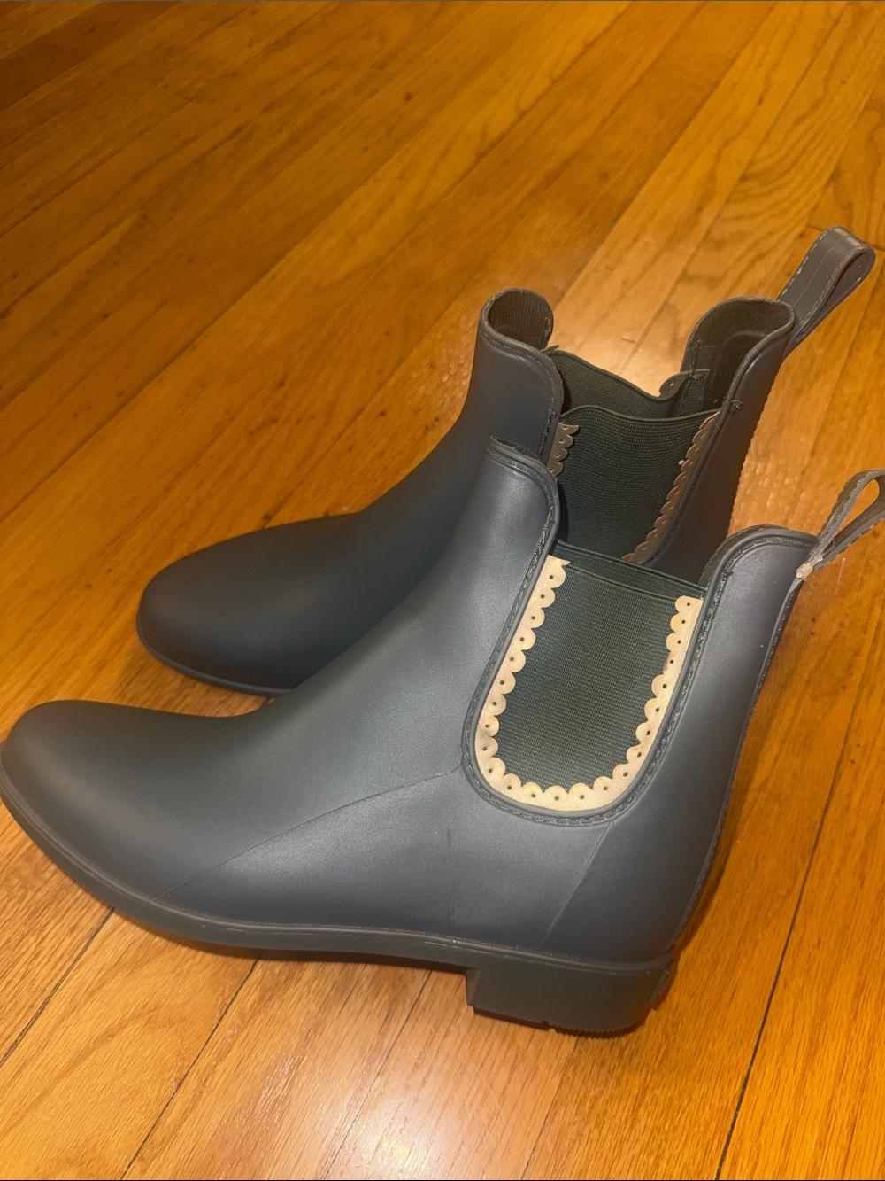 Jack Rogers Sallie Rubber Rain Booties with Gold Scallop Trim